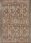 Handknotted Oushak Wool Rug: Distressed Brown Beige Geometric