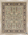 Hand Knotted Oushak Rug, Sage Green Wool Botanical Tribal Carpet