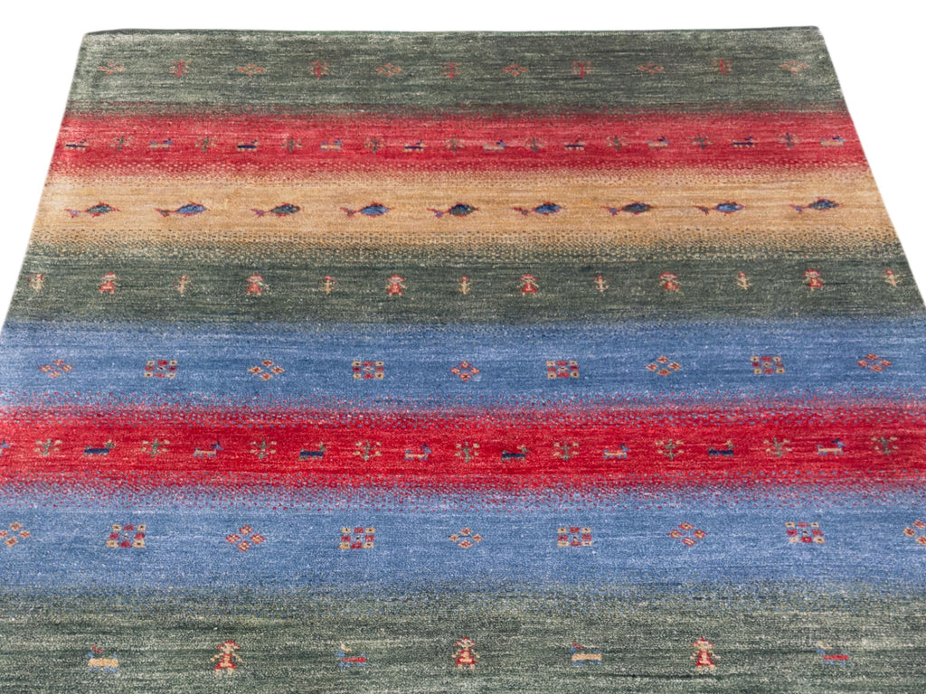 Handwoven Bamboo Silk Fish Rug: Multicolor Gabbeh Style Area Carpet