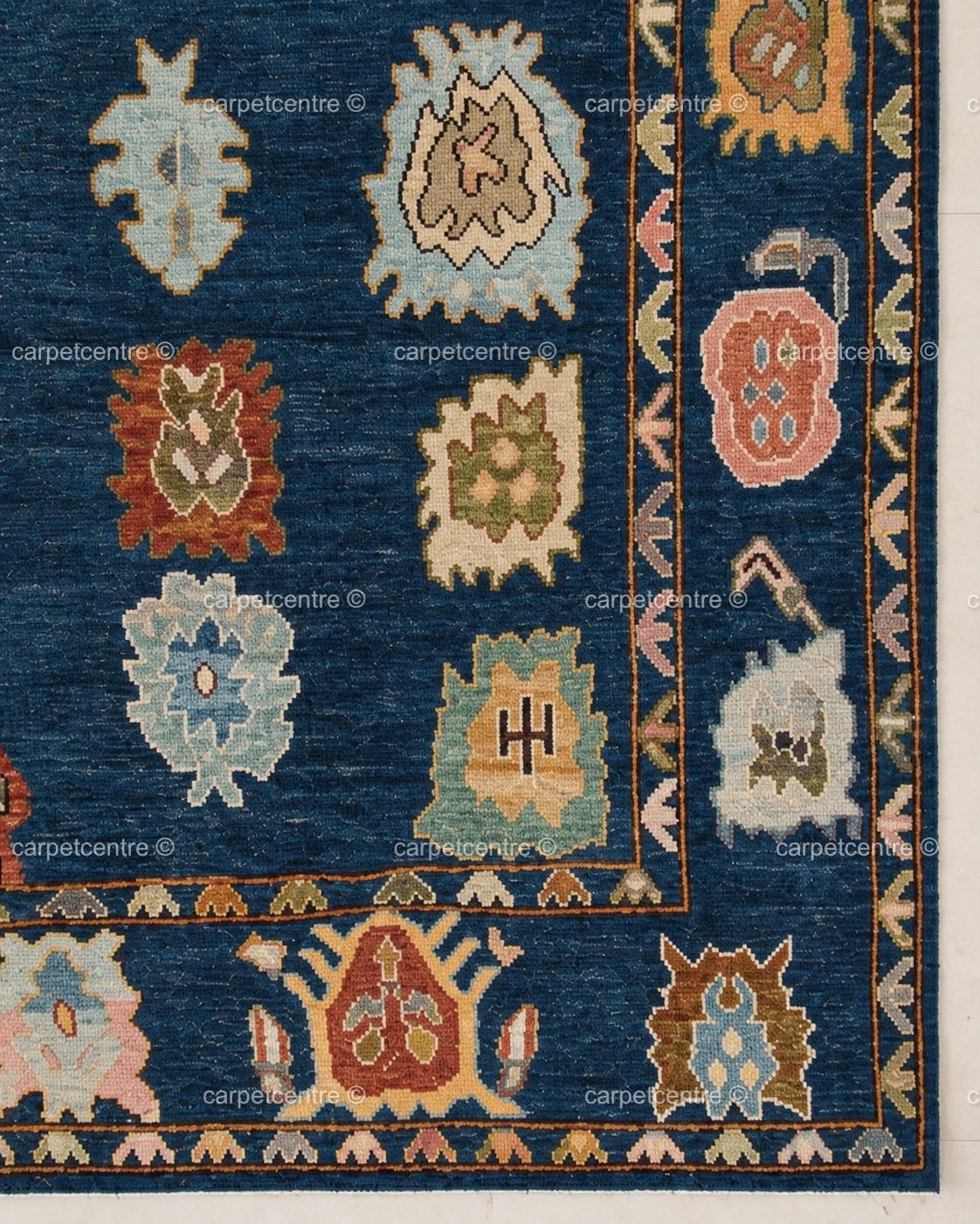 Navy Blue Oushak Rug | Hand-Knotted Wool Tribal Area Rug