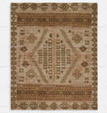 Hand-Knotted Oushak Rug: Muted Sage Green, Terracotta Wool Area Rug (8x10, 9x12)