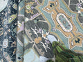 Hand Knotted Oushak Wool Rug, Aqua Navy Geometric Serapi Style