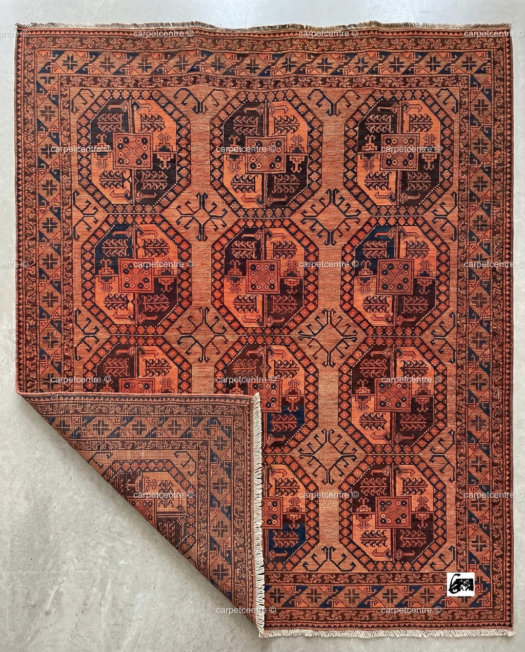 Hand Knotted Oushak Rug, Tribal Geometric Wool Area Rug