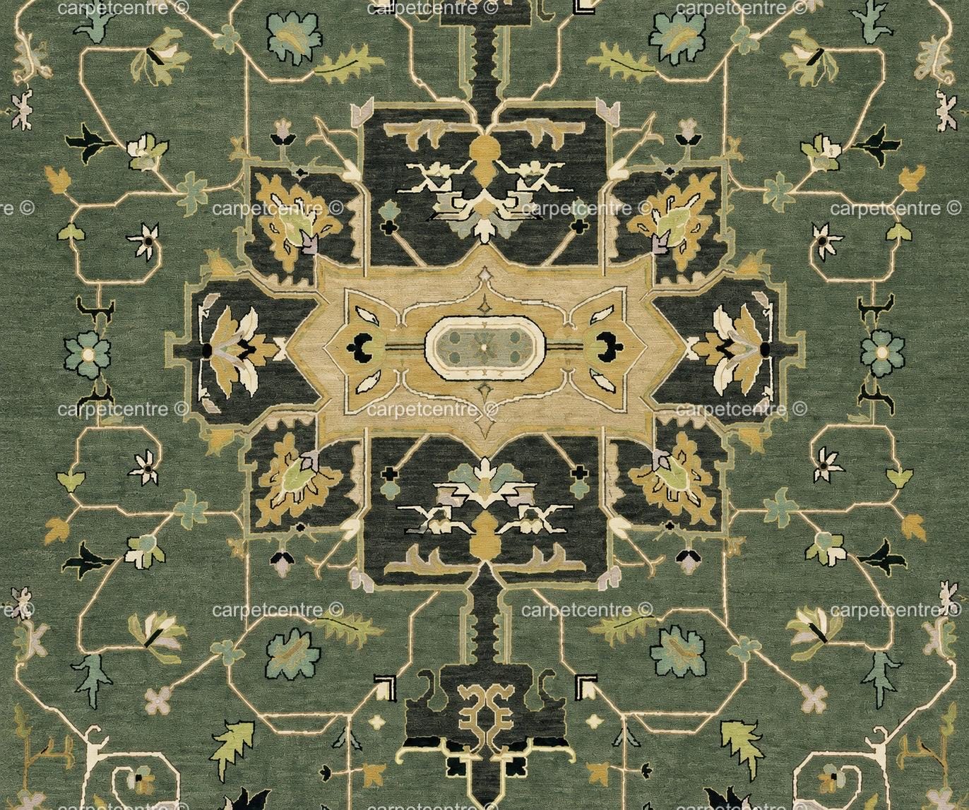 Sage Green Oushak Rug | Hand Knotted Wool Turkish Carpet | Muted Boho Bedroom Rug