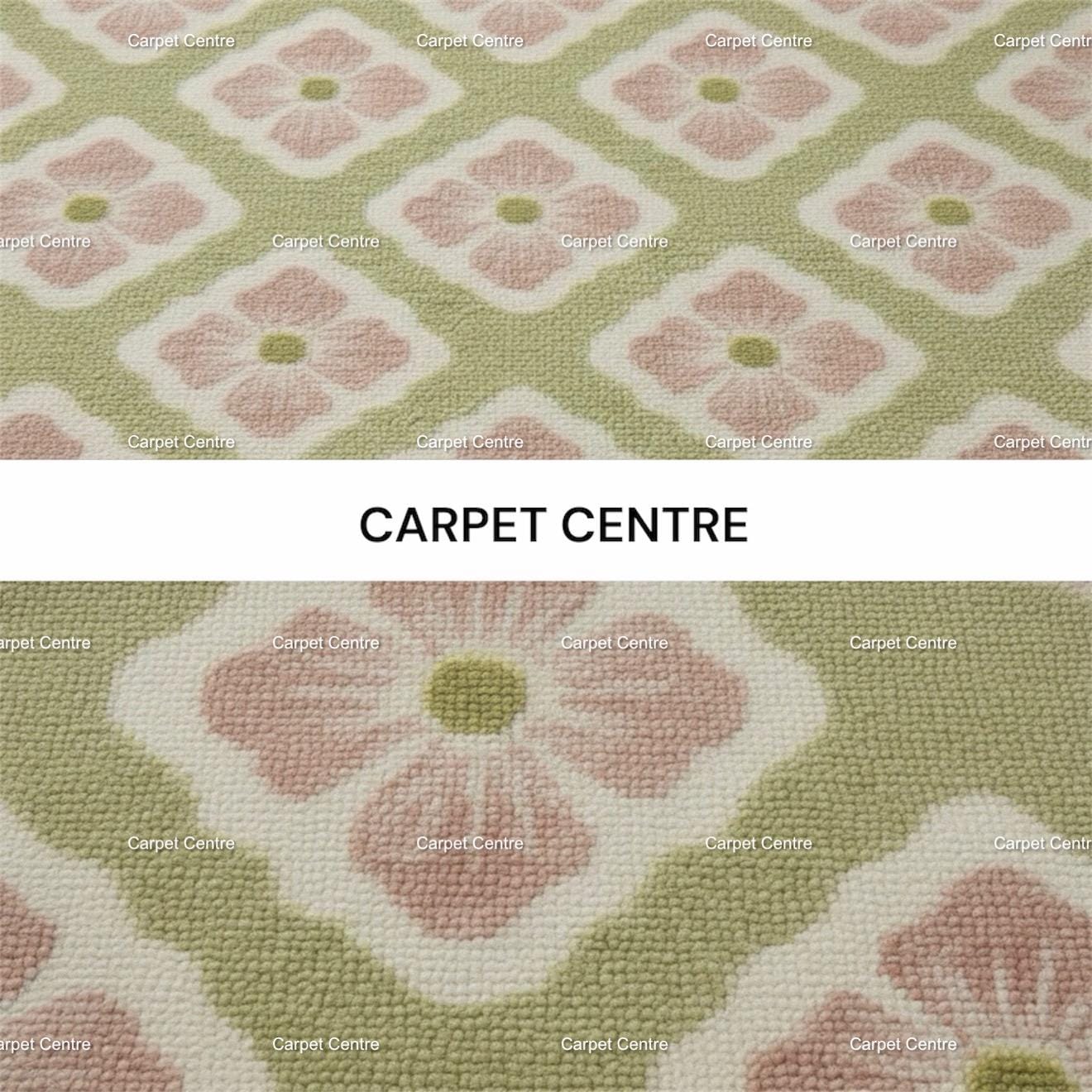 Hand-Knotted Wool Oushak Rug, Sage Green Floral Trellis, Cottagecore Decor