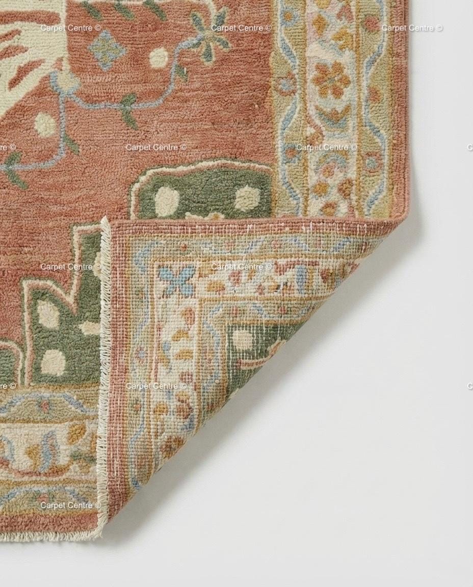 Hand-Knotted Wool Tiger Rug, Terracotta Peach, Tropical Nursery Decor