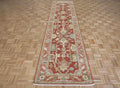 Hand-Knotted Terracotta Wool Runner Rug, Oushak Heriz Style, 2x10