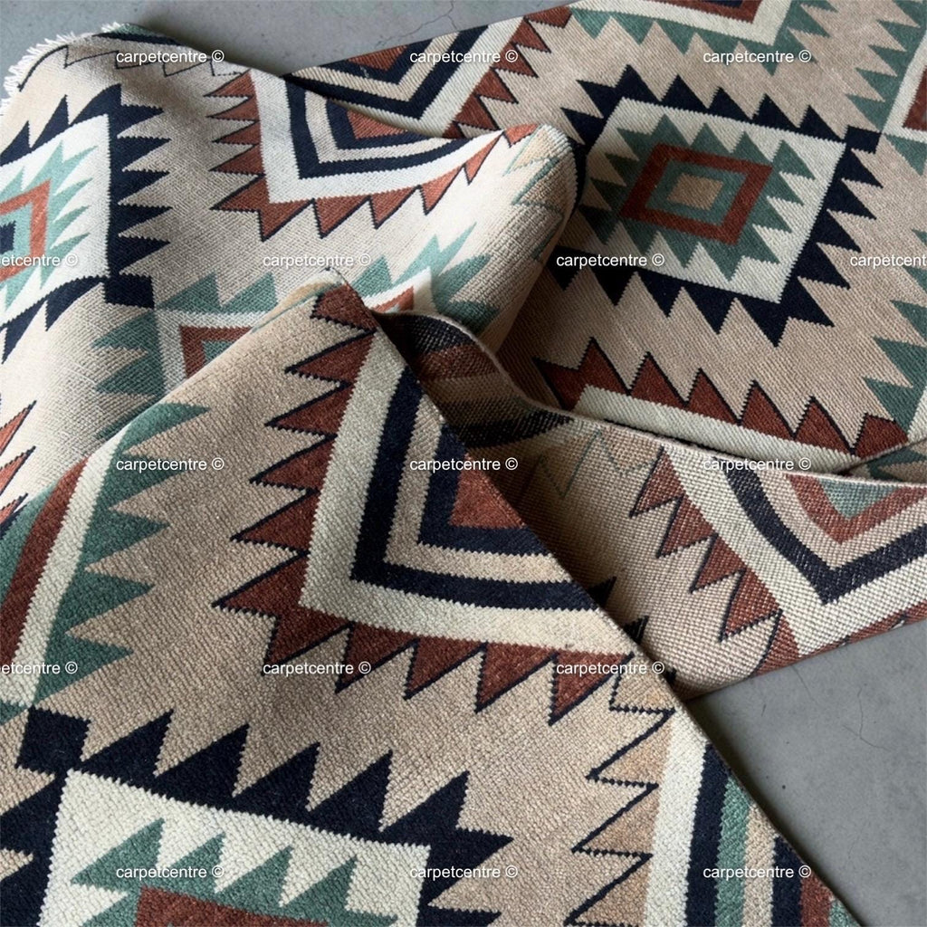 Southwestern Geometric Oushak Runner Rug | Earth Tone Tribal Hallway Carpet