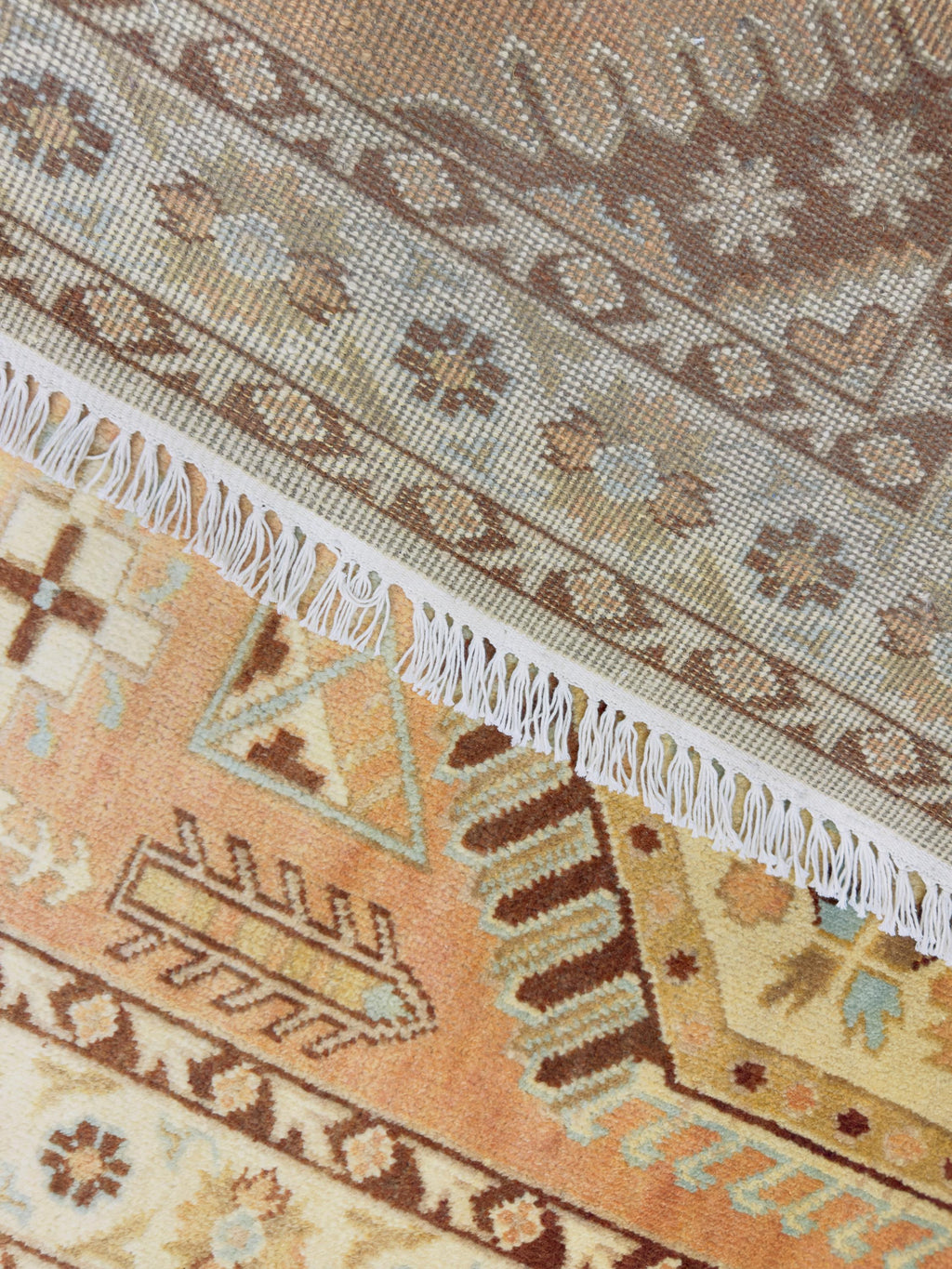 Hand-Knotted Wool Kazak Rug | Tribal Geometric Boho Carpet (7'x5')