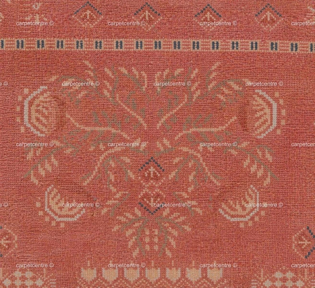 Hand Knotted Oushak Wool Rug , Distressed Pink Turkish Anatolian 8x10 9x12 Area Rug