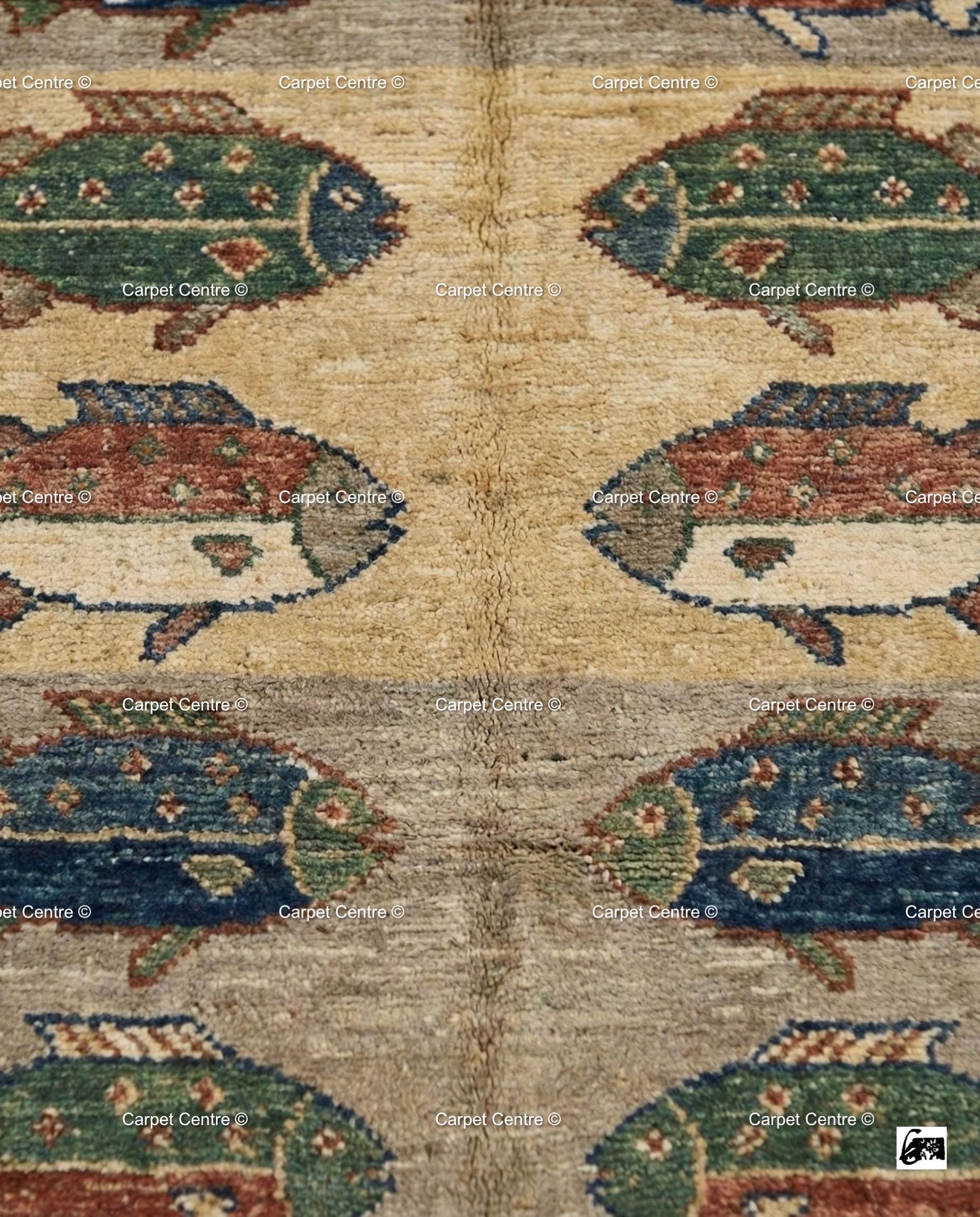 Handmade Wool Fish Rug, Turkish Oushak, Coastal Cabin Decor
