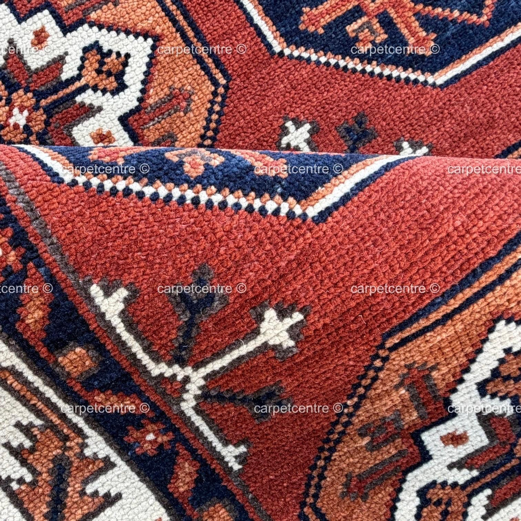 Terracotta Hand Knotted Wool Oushak Rug, Tribal Geometric Area Rug, Turkish Knot Decor