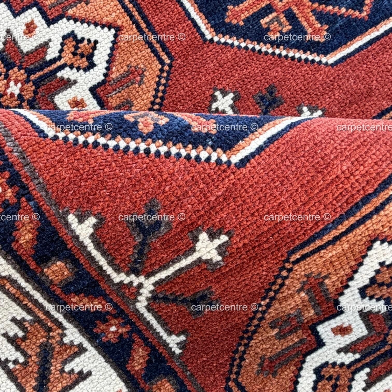 Terracotta Hand Knotted Wool Oushak Rug, Tribal Geometric Area Rug, Turkish Knot Decor