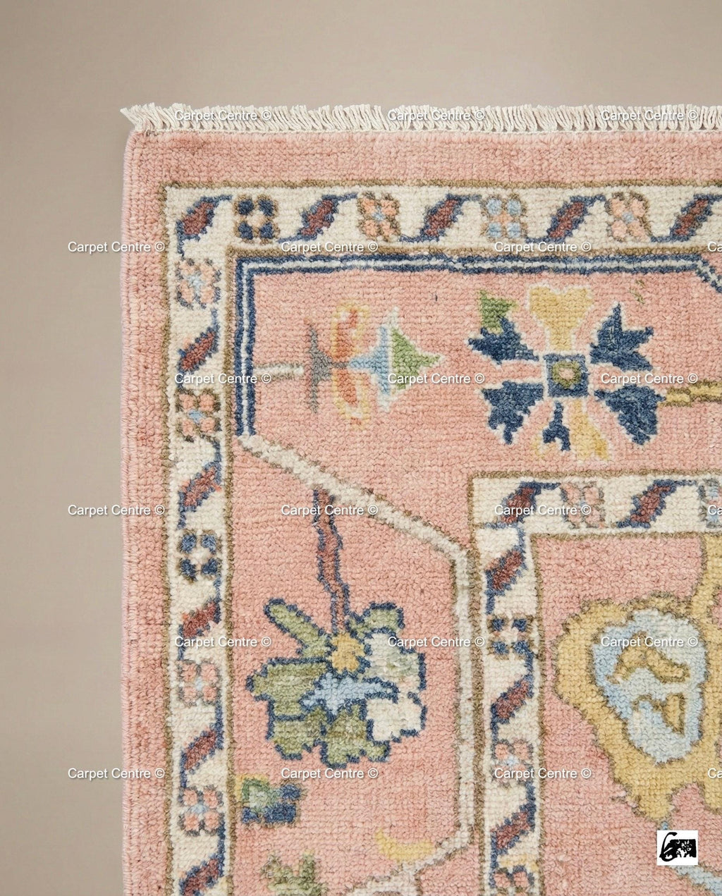 Pink Oushak Rug, Hand Knotted Wool Turkish Carpet, Boho Decor