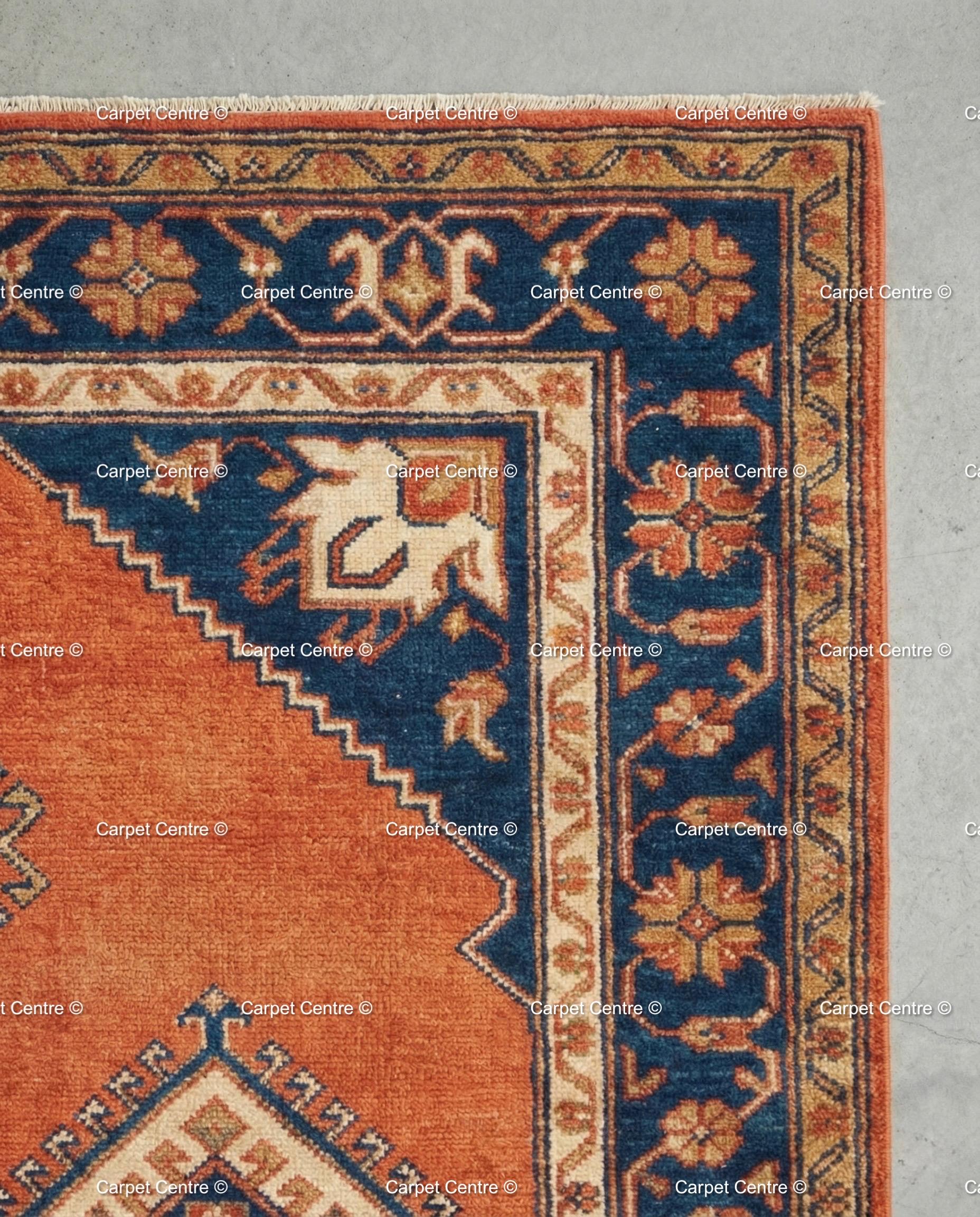 Terracotta Oushak Wool Rug, Hand Knotted Turkish Carpet