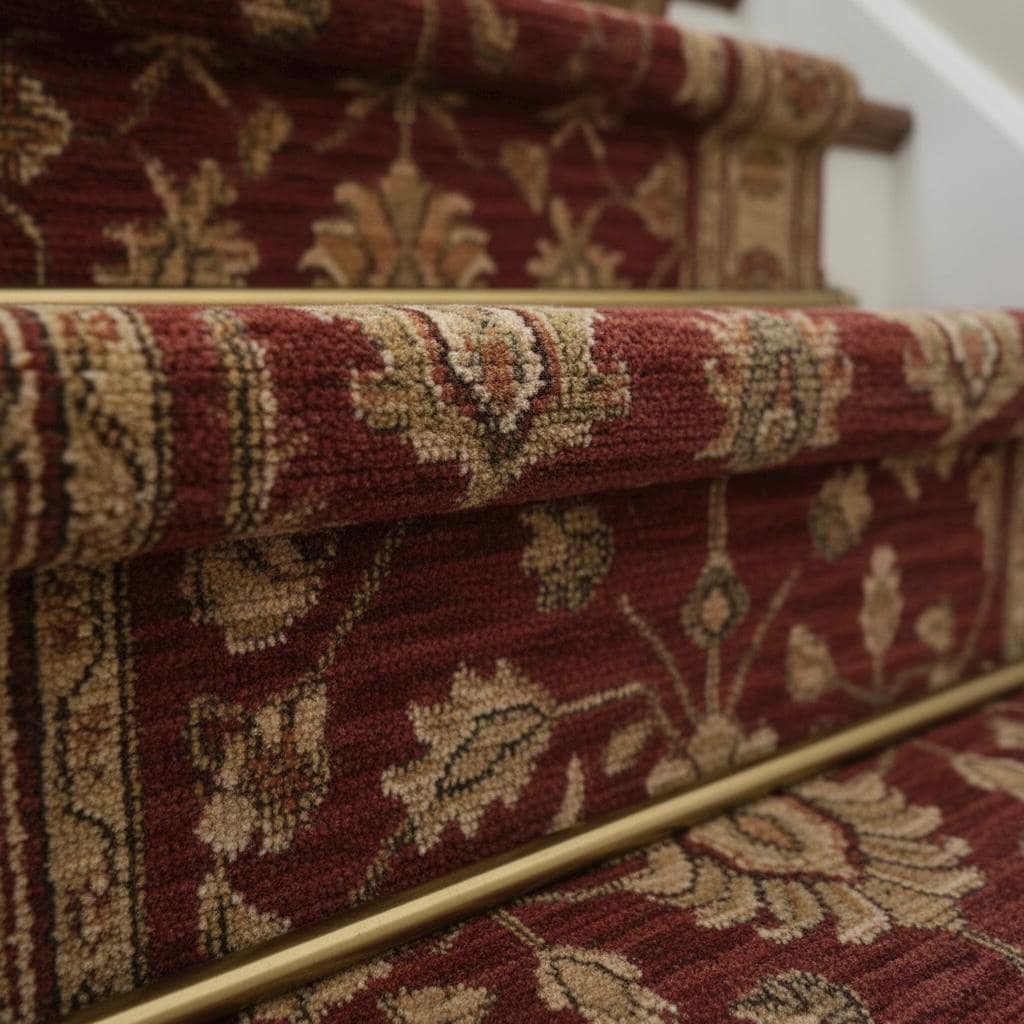 Hand-Knotted Oushak Wool Runner Rug, Wine Red Floral, Custom Size