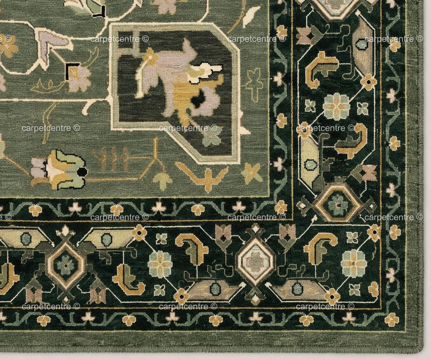 Sage Green Oushak Rug | Hand Knotted Wool Turkish Carpet | Muted Boho Bedroom Rug