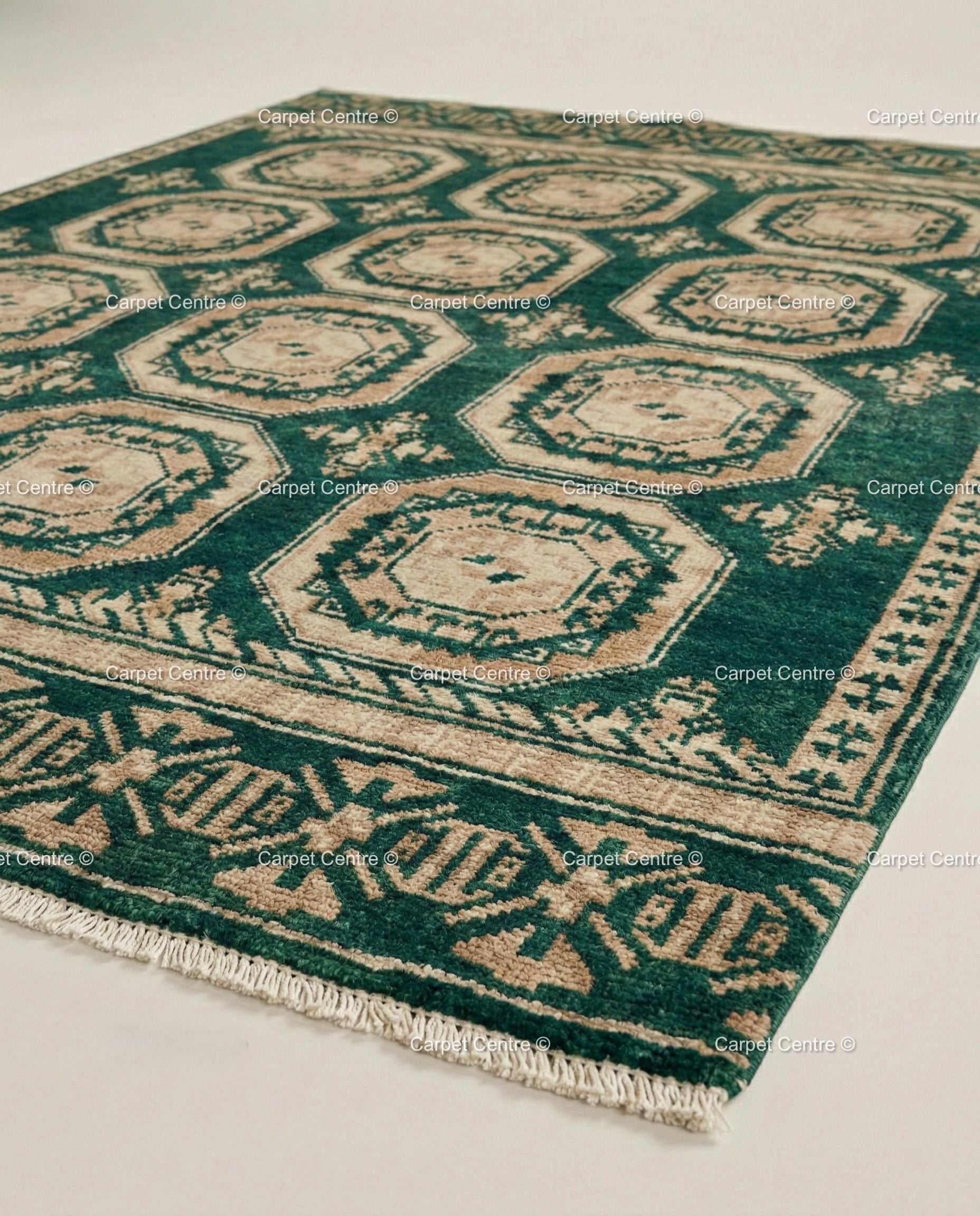Emerald Green Oushak Rug, Hand Knotted Wool Tribal Boho Carpet