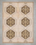 Hand-Knotted Wool Oushak Rug | Neutral Geometric Tribal Carpet, Beige Brown Style