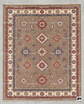 Taupe Oushak Rug, Hand Knotted Wool, Geometric Medallion