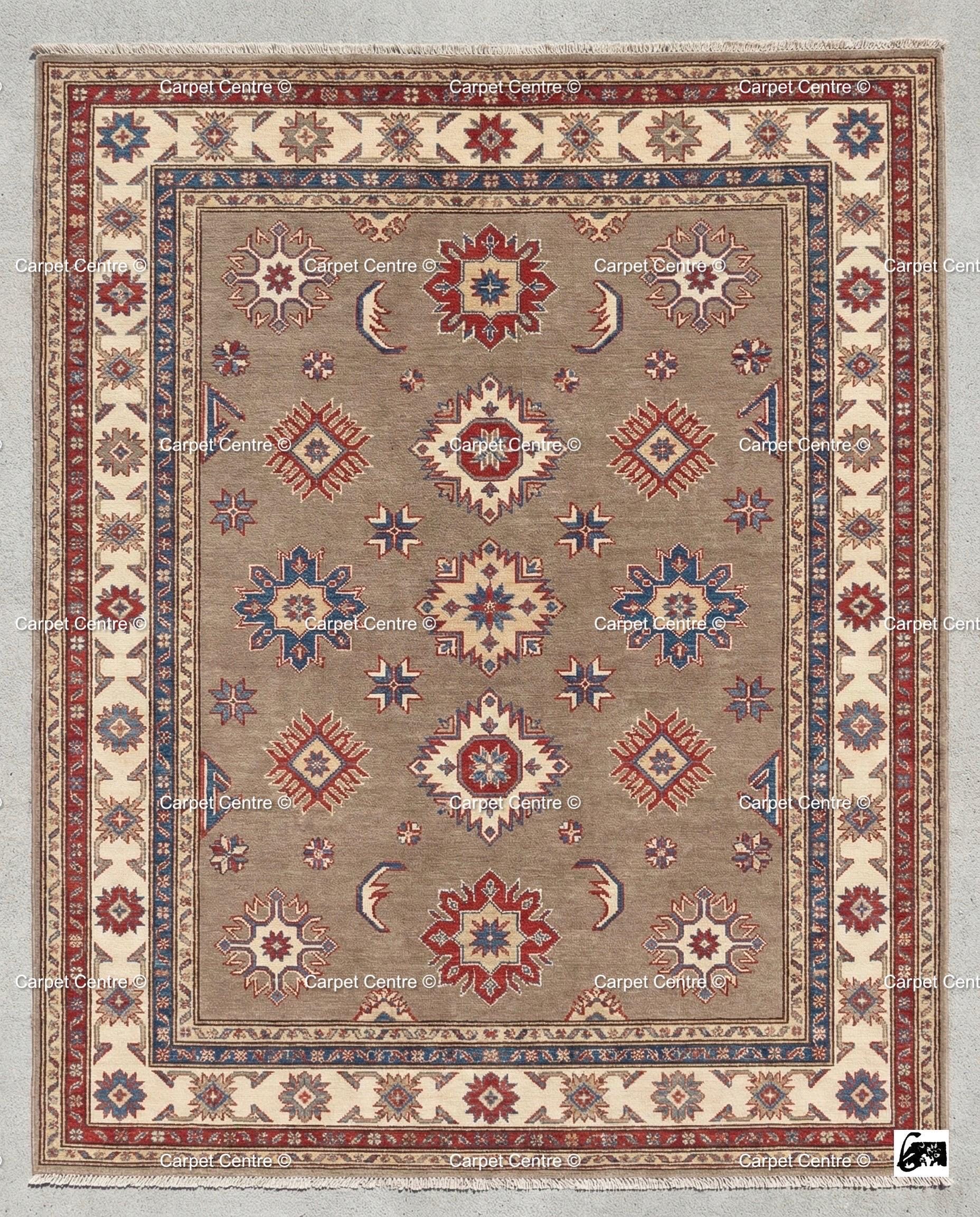 Taupe Oushak Rug, Hand Knotted Wool, Geometric Medallion