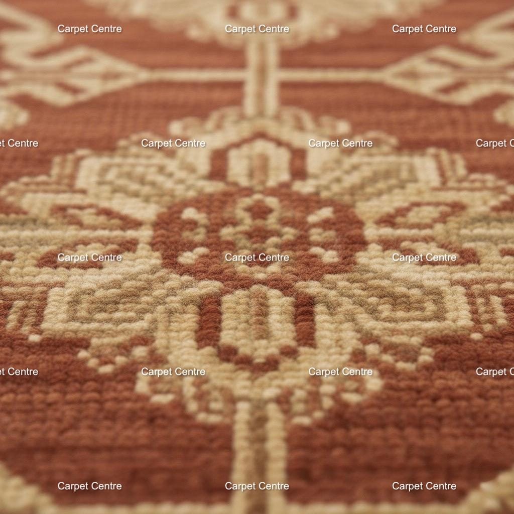 Hand-Knotted Terracotta Wool Runner Rug, Oushak Geometric Hallway Rug