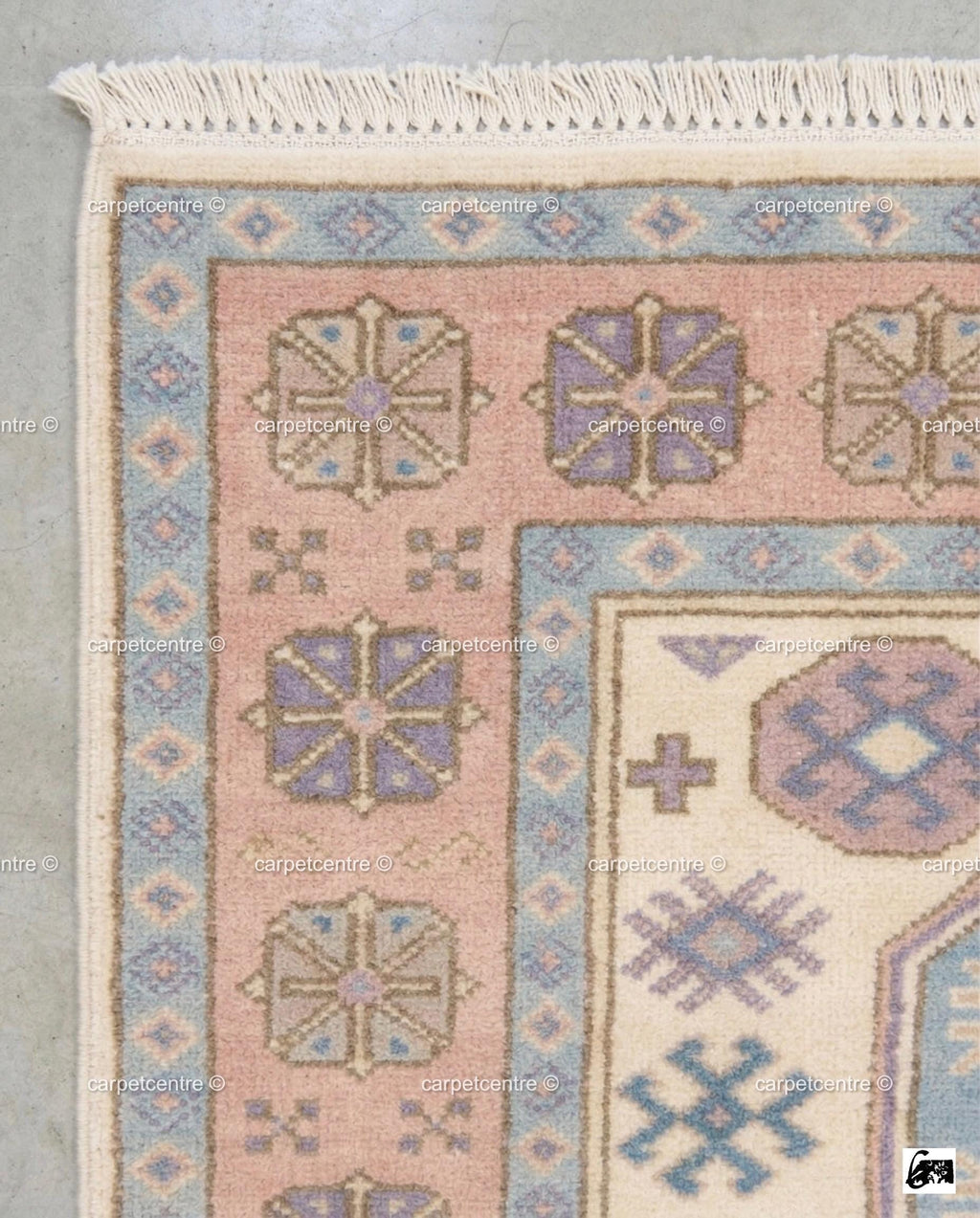 Pastel Oushak Rug, Muted Turkish Geometric Carpet, Boho Nursery Bedroom Decor