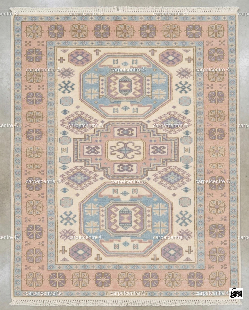 Pastel Oushak Rug, Muted Turkish Geometric Carpet, Boho Nursery Bedroom Decor