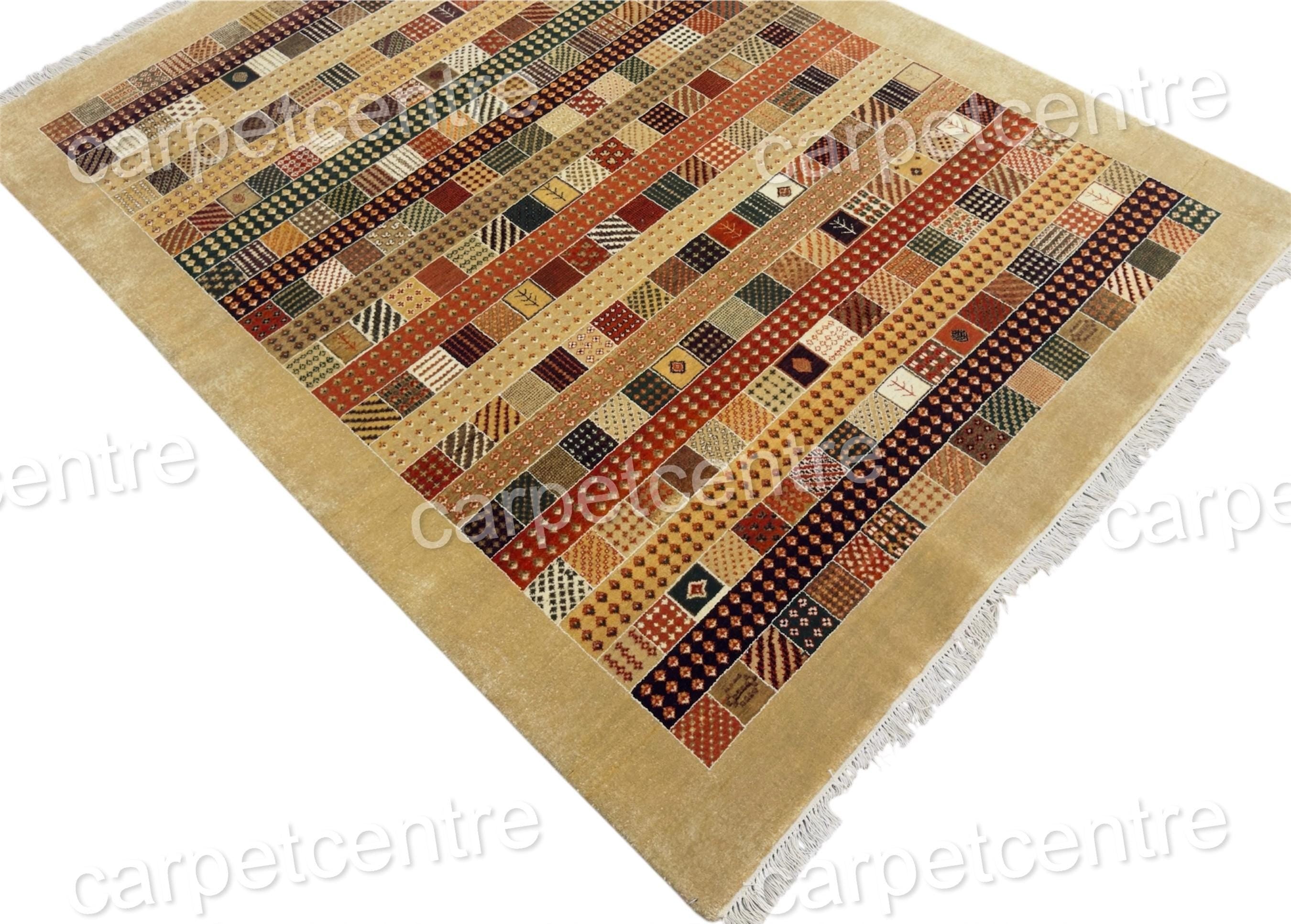 Hand-Knotted Wool Area Rug | Patchwork Tribal Geometric Design (8x6)
