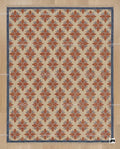 Handmade Wool Oushak Rug, Geometric Boho Turkish Carpet, Burnt Orange Beige Blue