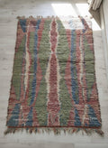 Handmade Moroccan Shag Rug, Dusty Rose, Sage Green, Tulu Style