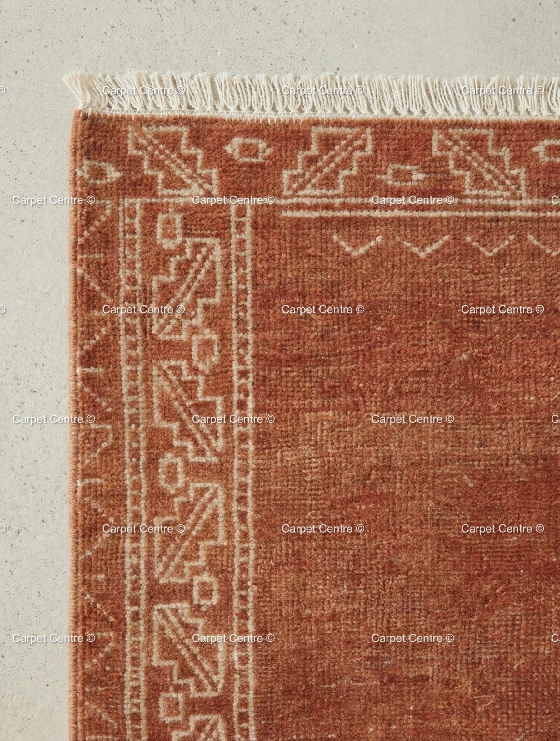 Burnt Orange Oushak Rug, Rust Cream Geometric Turkish Carpet, Boho Living Room 8x10 9x12
