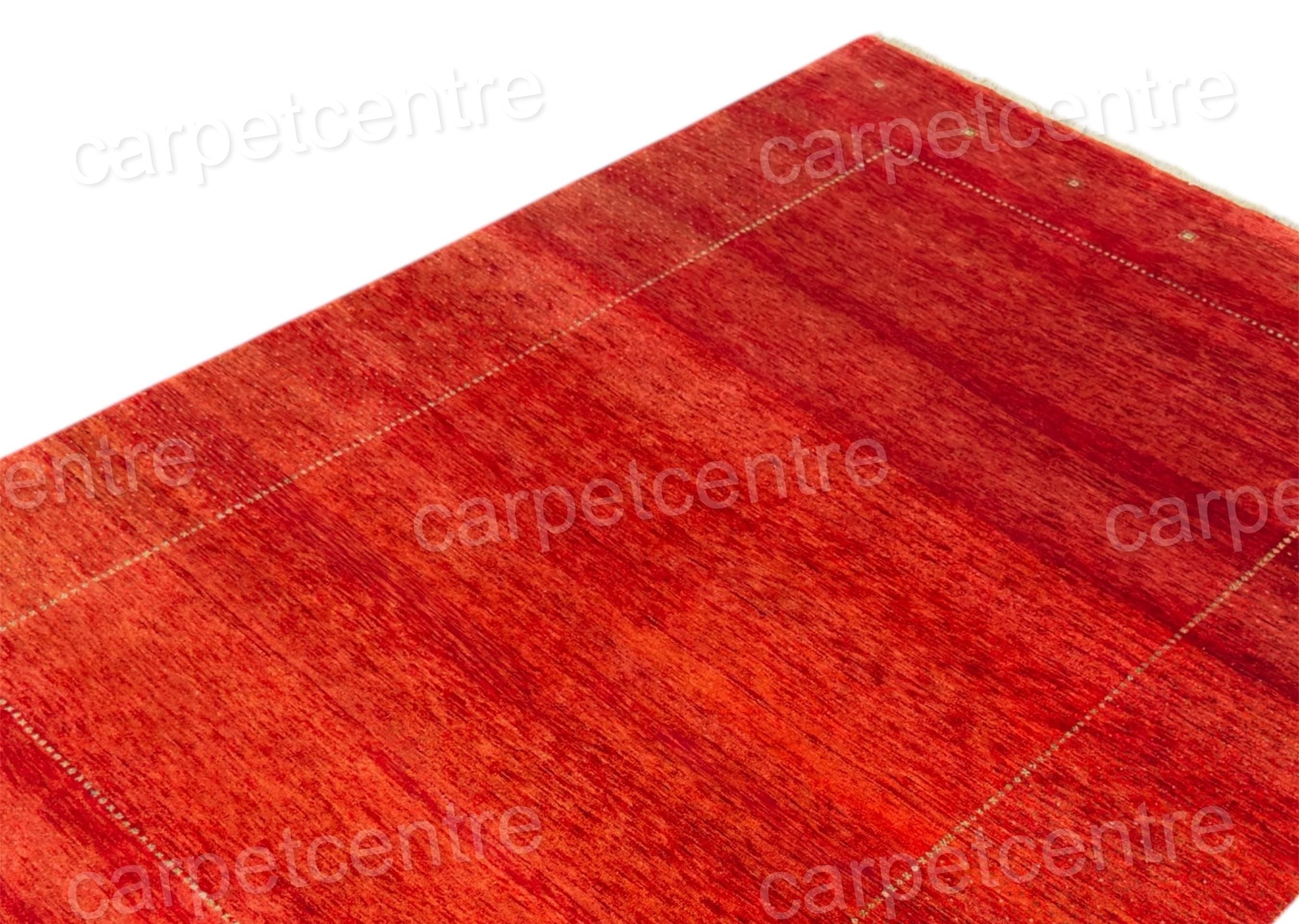 Hand-Knotted Lincoln Wool Rug: Red Gabbeh Style, 7'11" x 5'6"
