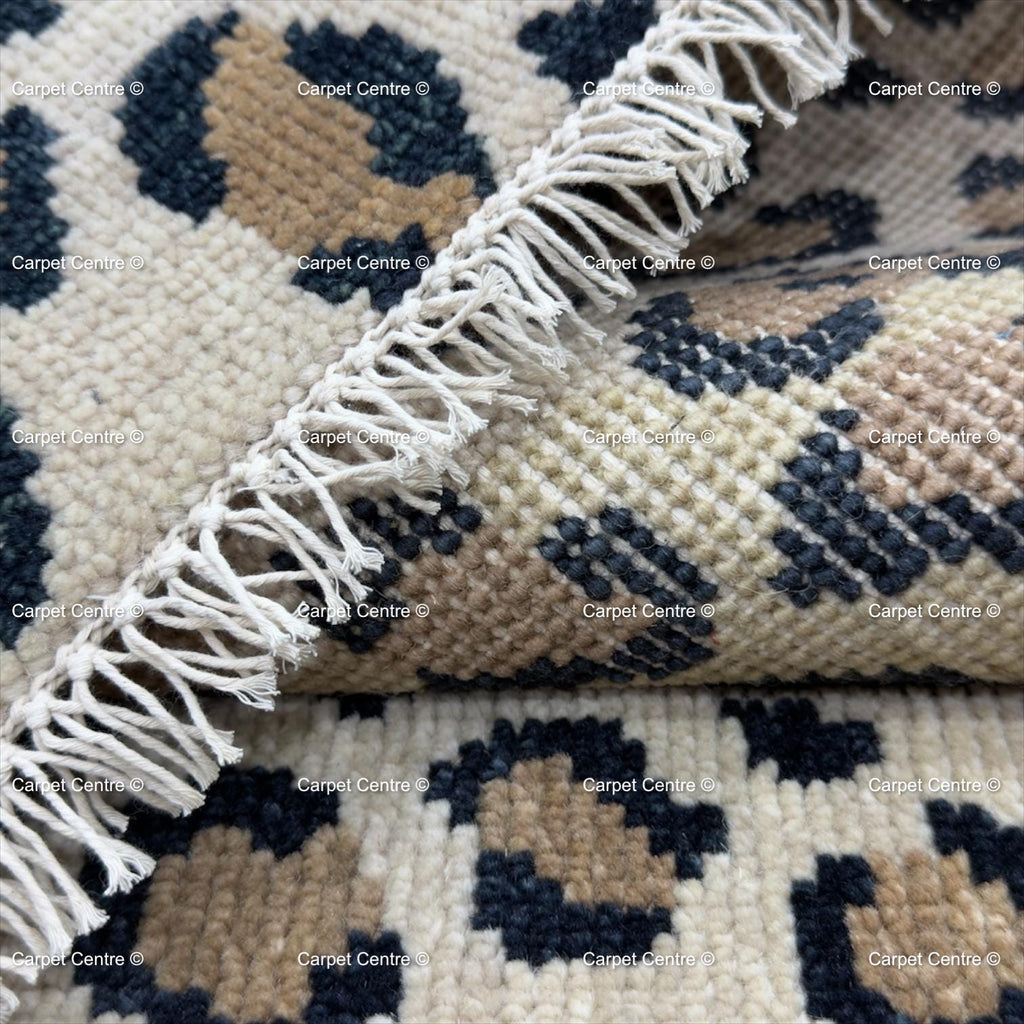 Hand Knotted Wool Leopard Print Oushak Rug, Turkish Knot Animal Area Rug
