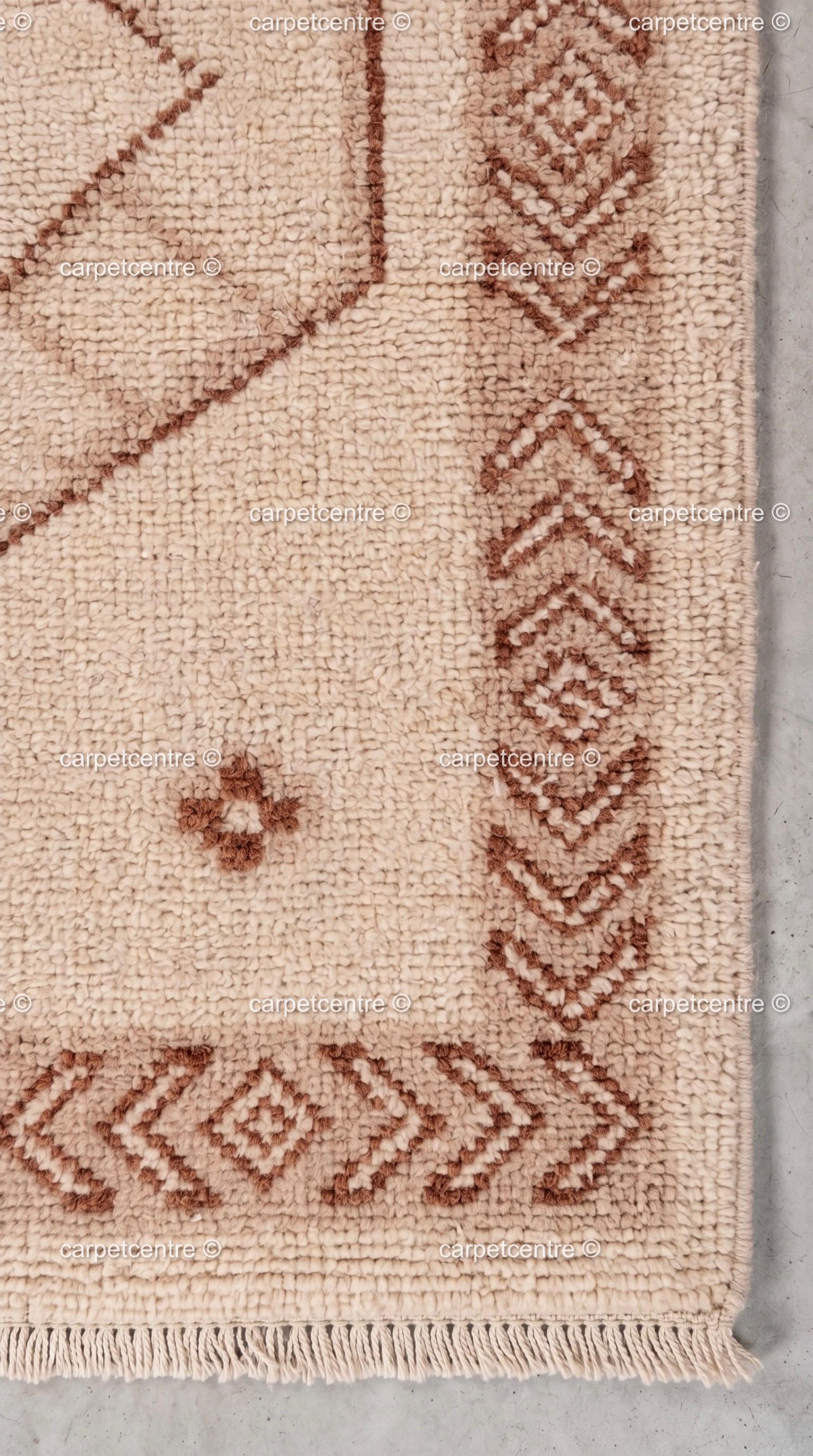Hand-Knotted Wool Oushak Runner Rug, Geometric Medallion Hallway Carpet 3x10