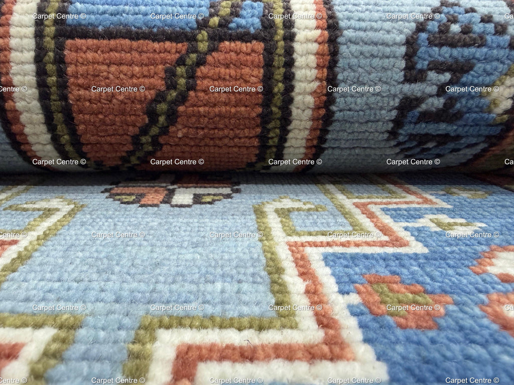 Hand-Knotted Wool Runner Rug, Canoe Figural Oushak Style, Coastal Cabin Decor