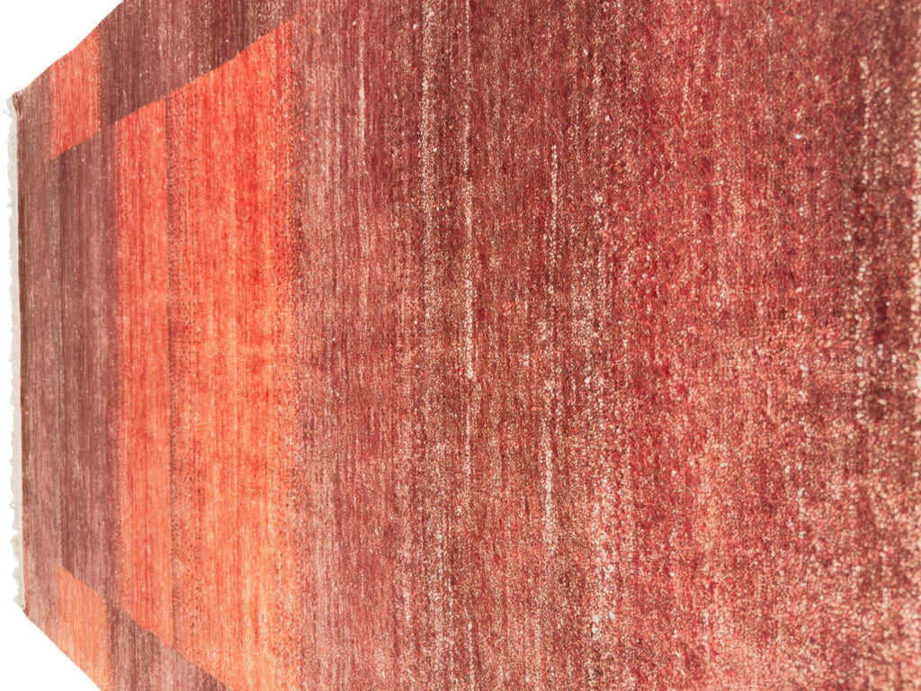 Red Maroon Hand Knotted Gabbeh Rug: Bamboo Silk & Cotton 5'11" x 3'11" | Quick Ship