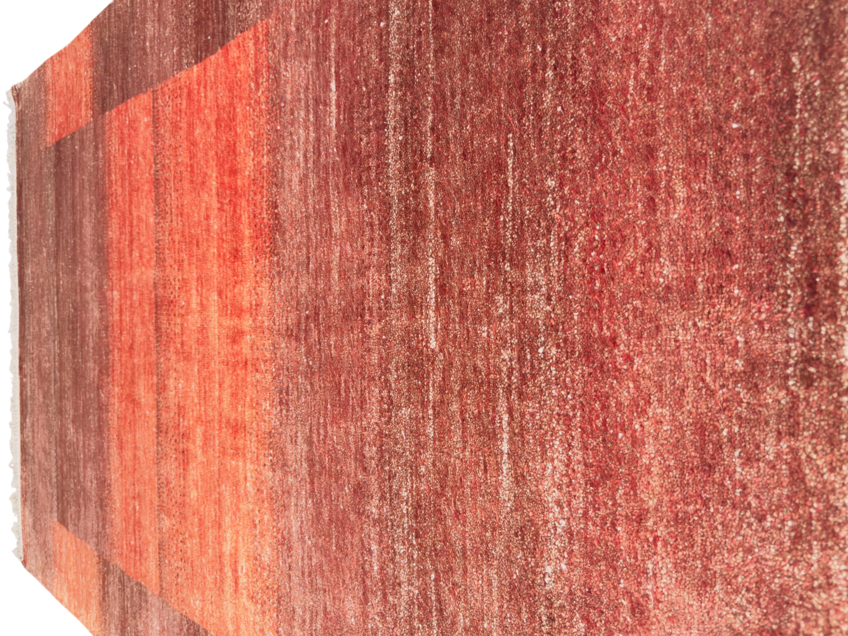 Red Maroon Hand Knotted Gabbeh Rug: Bamboo Silk & Cotton 5'11" x 3'11" | Quick Ship