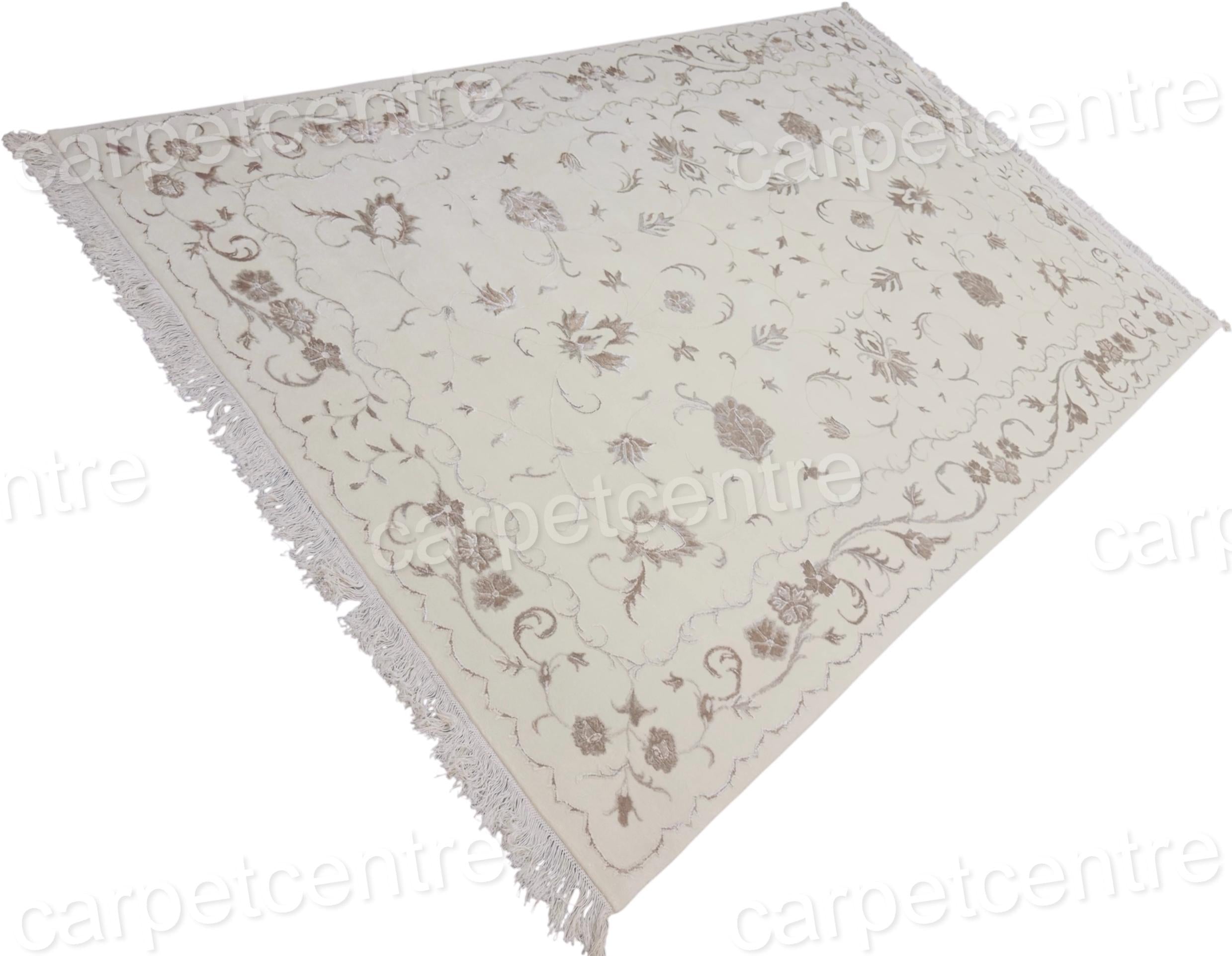 Vintage Floral Wool Area Rug: Handwoven Art Silk 9x6