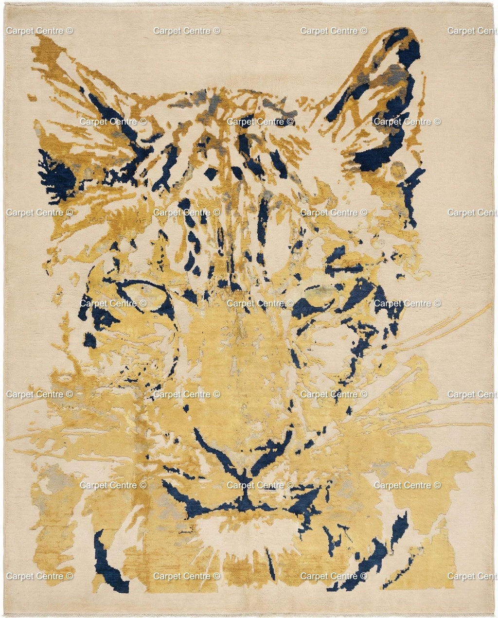 Hand-Knotted Silk Wool Abstract Tiger Oushak Rug, Modern Animal Print Area Rug