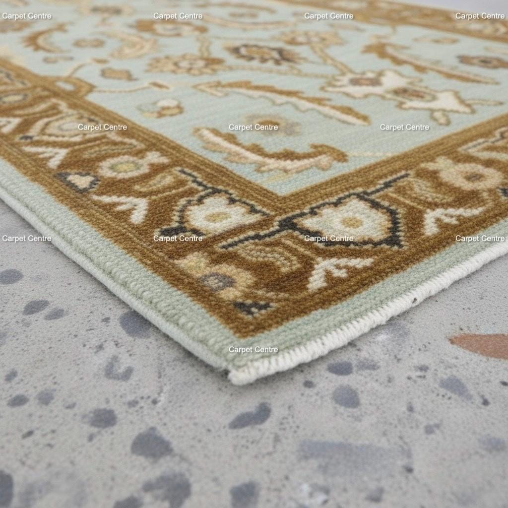 Hand-Knotted Wool Runner Rug, Light Blue Floral Hallway, 2x8