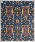 Tibetan Tiger Oushak Rug | Blue Hand-Knotted Wool Area Rug | Maximalist Boho Carpet