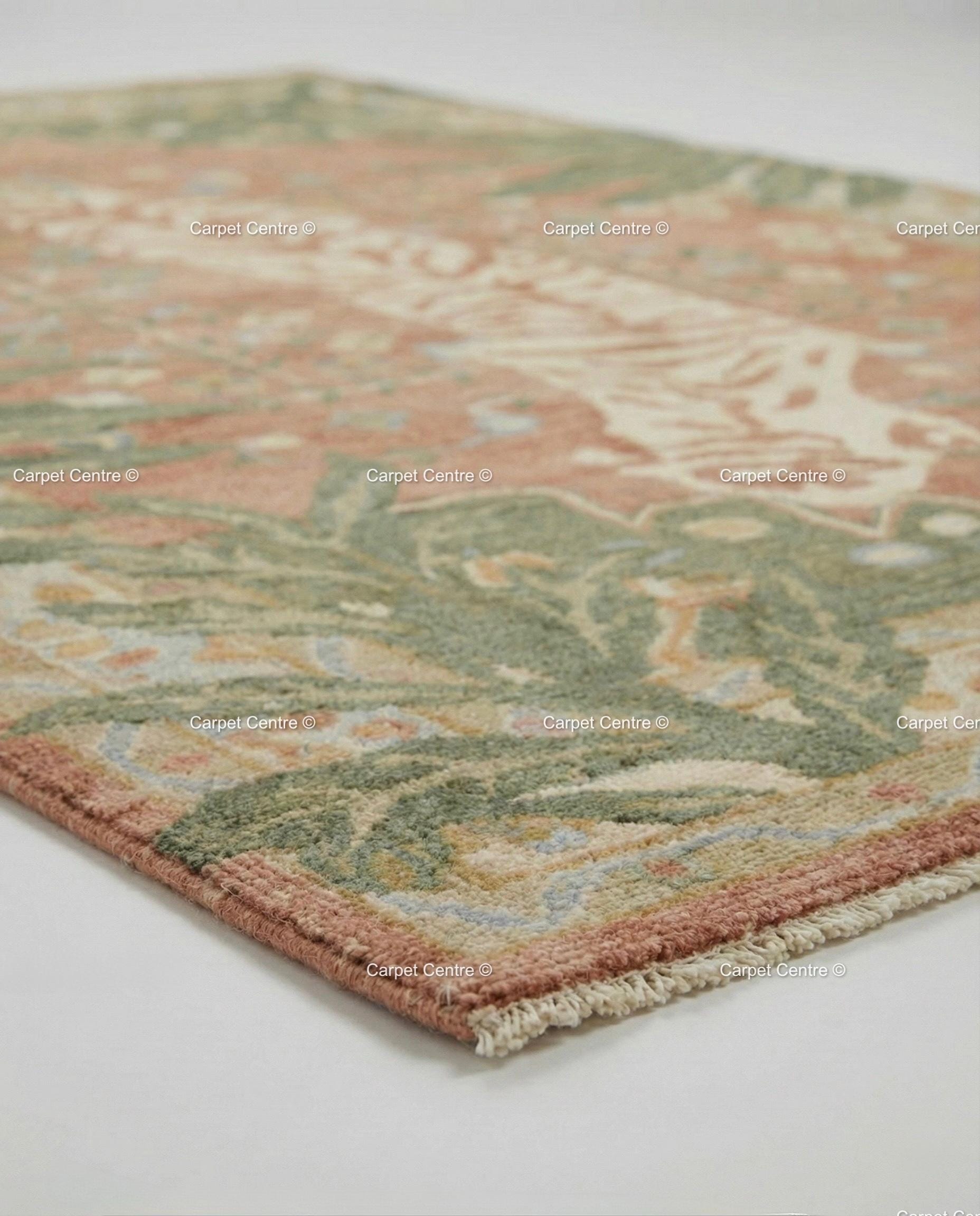 Hand-Knotted Wool Tiger Rug, Terracotta Peach, Tropical Nursery Decor