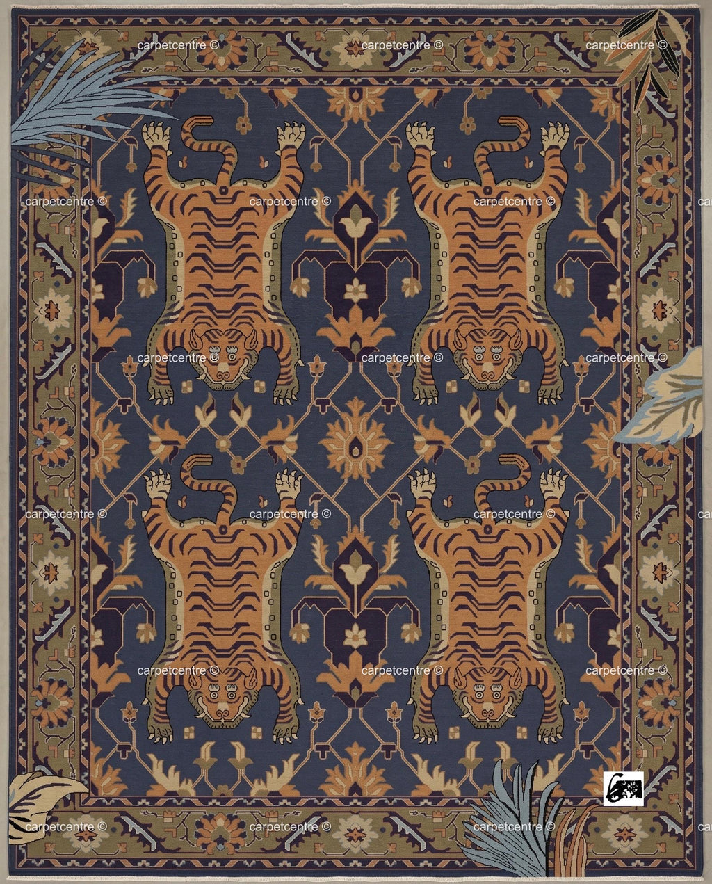 Hand Knotted Tiger Oushak Rug, 100% New Zealand Wool, Turkish Animal Motif Area Rug