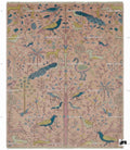 Blush Pink Wool Oushak Rug, Hand-Knotted Tree of Life Animal Nursery Rug