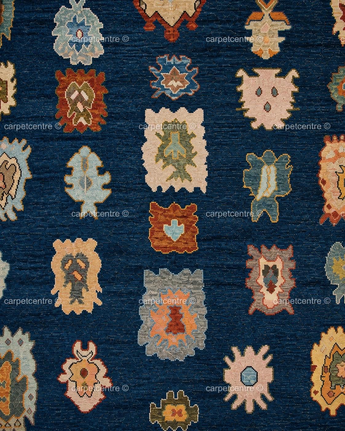 Navy Blue Oushak Rug | Hand-Knotted Wool Tribal Area Rug