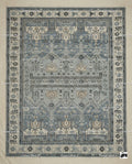 Hand-Knotted Wool Oushak Rug | Slate Blue Geometric Turkish Knot