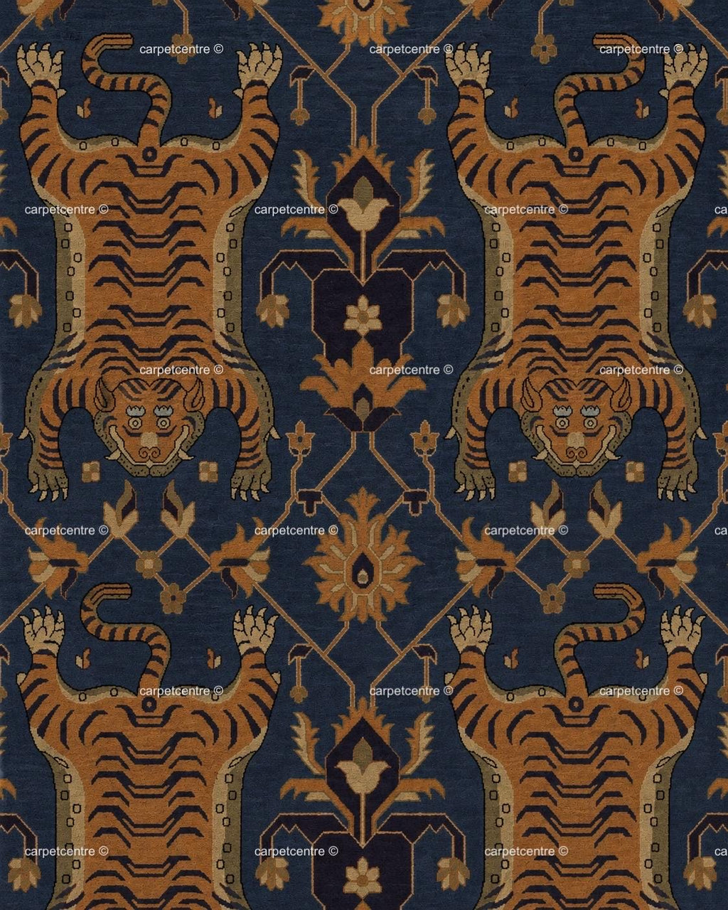 Hand Knotted Tiger Oushak Rug, 100% New Zealand Wool, Turkish Animal Motif Area Rug