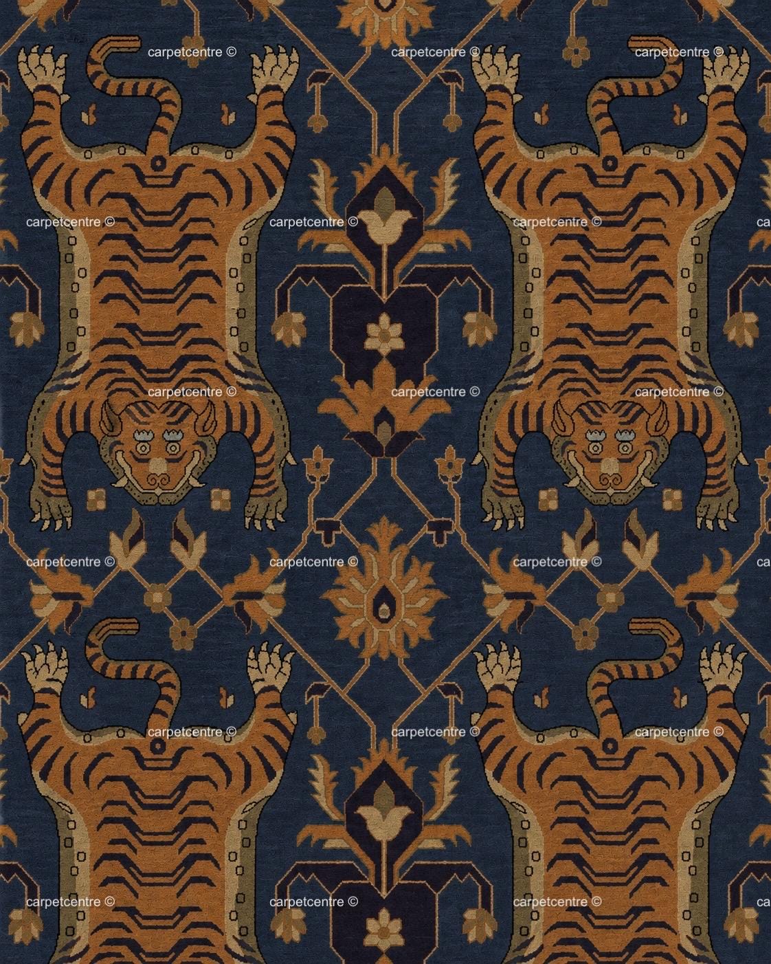 Hand Knotted Tiger Oushak Rug, 100% New Zealand Wool, Turkish Animal Motif Area Rug