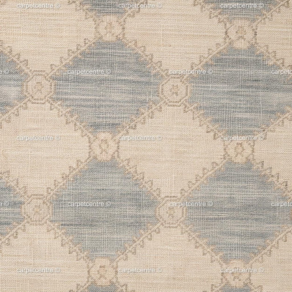 Muted Blue Oushak Rug, Hand-Knotted Wool Geometric Diamond Area Rug
